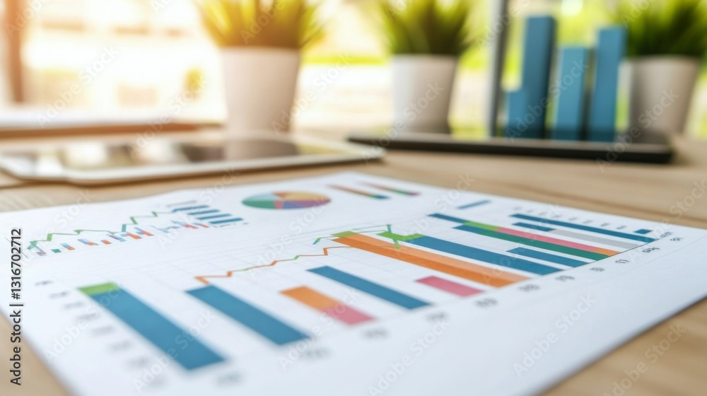 Leinwandbilder a close-up view of a financial chart with various colored lines depicting market performance over ti