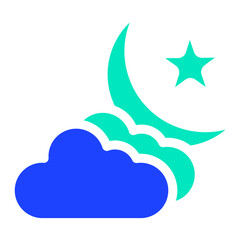 Naklejka premium Cloud And Moon Vector Icon Design Illustration