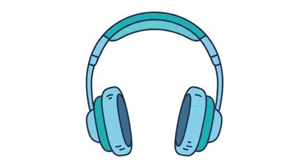 Sleek Minimalist Illustrated Headphones Icon with Soft Ear Padding