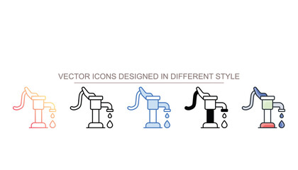 Water Hand Pump icon design with white background stock illustration