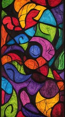 Vibrant abstract artwork featuring bold colors and organic shapes.  A colorful, modern design perfect for various applications.