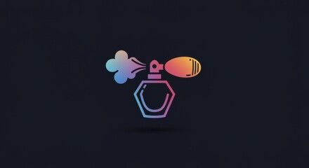 Fototapeta premium Stylized Elegant Perfume Bottle Icon with Vapor Mist