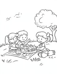 Children picnic in park, sharing food (1)