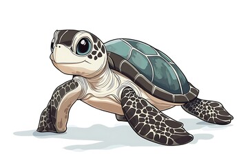 Fototapeta premium Adorable Baby Sea Turtle Illustration Cute Cartoon Marine Animal Design