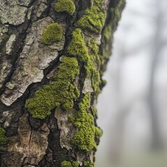 Close-up view of tree trunk with moss