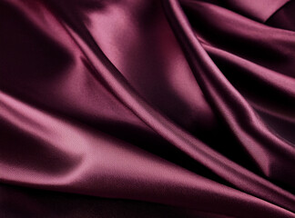 Obraz premium The image shows a close-up of a dark, maroon-colored fabric with soft folds and a smooth texture, likely satin or silk.The fabric appears elegant and is well-lit generative AI