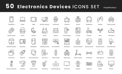get a eletronics devices vector icons set use for ui ux, web, presentation, etc