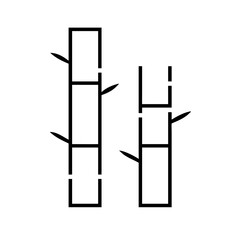 Minimalist Black Bamboo Line Art on White Background with Copy Space