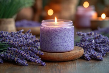 Lavender Scented Lotion and Candle for Calmness