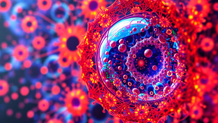 abstract fractal background with circles, ai generated