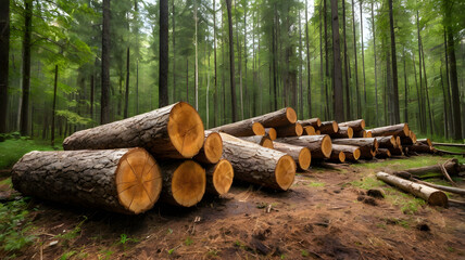 tree trunk in a forest, ai generated