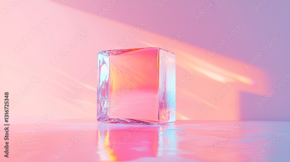 Poster prismatic reflection surface, an intricate 3d texture displaying vibrant colors and dynamic reflecti