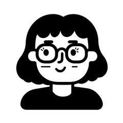 Naklejka premium Fun and friendly vector illustration of a smiling girl with glasses and bobbed hair enjoying a cheerful moment