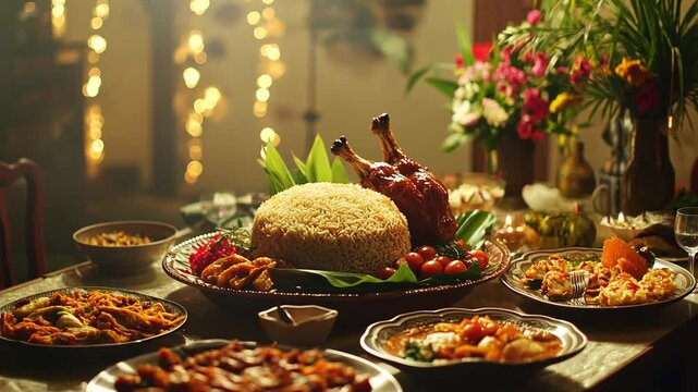 Delicious Filipino Feast, A Traditional Celebration with Lechon and Festive Delights