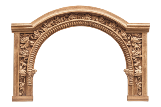 Indoor craft workshop intricate wooden arch design