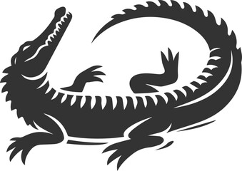 Crocodile lying on its back with legs stretched out vector silhouette