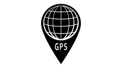 GPS symbol, black isolated silhouette