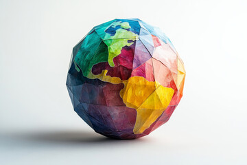 Colorful paper globe model representing world