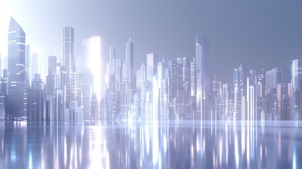 Obraz premium A digital illustration of a futuristic city skyline with glowing lines.