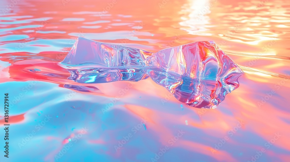Poster Vibrant Multidimensional Prismatic Reflection, showcasing a spectrum of colors dancing across surfaces, creating a captivating interplay of light and shadow in an open environment