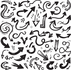 Hand-Drawn Vector Arrows  Isolated Sketches on White Background