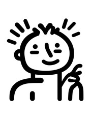 Abstract illustration depicting a joyful character with playful expressions and whimsical features in a minimalistic style