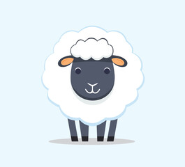 cute cartoon sheep on blue backround vector