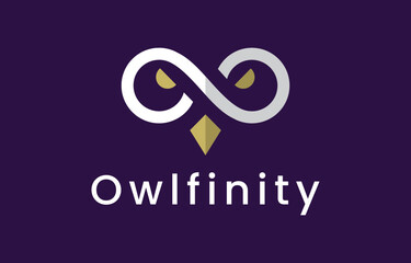Modern Owl + Infinity Logo Design on Dark Background