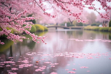 Fototapeta premium bunch of pink flowers that are in the water