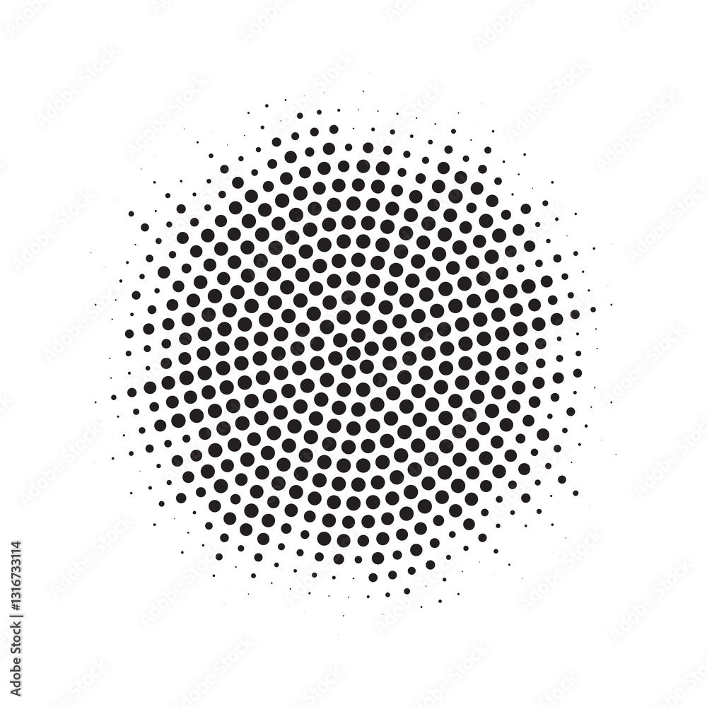 Poster Burst Halftone light effect. Glowing light burst. abstract grunge halftone dots background. Vector illustration.