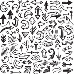 Fototapeta premium Hand-Drawn Vector Arrows Isolated Sketches on White Background