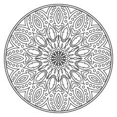 Mandala lines, abstract flowers for coloring