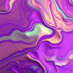 Obraz premium Iridescent oil slick effect with shifting colors of purple, green, and gold, forming flowing abstract patterns.