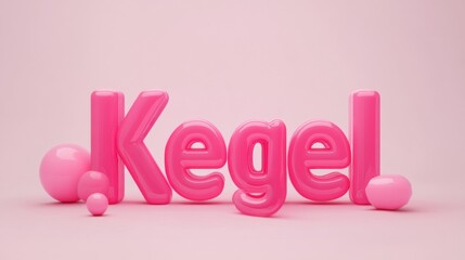 3D Pink Kegel Letters with Balls, Health Fitness Graphic for Wellness Promo Trendsм, Isolated, Cut Out
