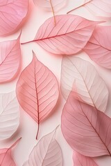 Delicate Pink Leaves Arrangement on White Background