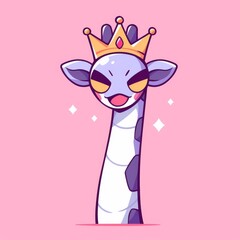 Fototapeta premium Cute Giraffe King Cartoon