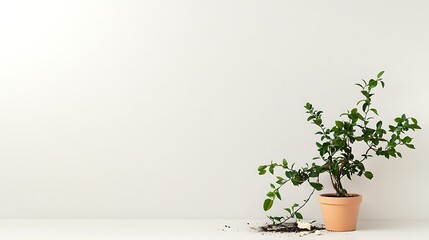 Indoor Plant in Terracotta Pot: A Minimalist Home Decor Scene AI Generated