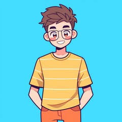 Smiling Boy in Striped Shirt