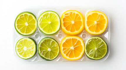 Fototapeta premium lemon and lime slices, lemon slices isolated on white
