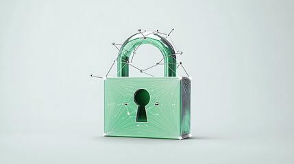 Seamless Data Security: A 3D Render of a Networked Padlock AI Generated