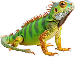 Obraz premium colorful iguana sits white background green body fully isolated side view png