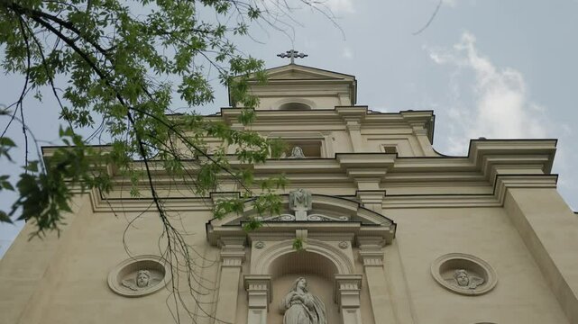Front fasade of historical catholic church 