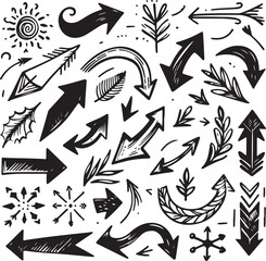 Fototapeta premium Hand-Drawn Vector Arrows Isolated Sketches on White Background