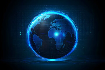 digital globe, Communication technology with global internet network connected in Europe. Telecommunication and data transfer european connection links. IoT, finance, business, blockchain, security.	