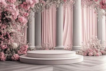 Elegant floral pedestal in a classical pink setting