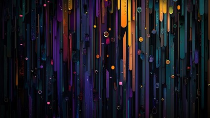 Obraz premium Abstract 3D Render: Vibrant Vertical Lines and Glowing Spheres AI Generated