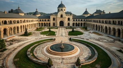Naklejka premium Magnificent Courtyard of the New Moldovan Monastery