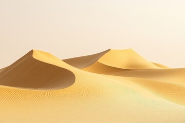 The gentle curves of sand dunes under a clear desert sky