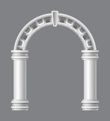 Ancient roman arch. Architectural stone or marble arch. Portal greek castle or luxury facade building entrance with pillars columns. Creative isolated arch design. Vector cartoon illustration