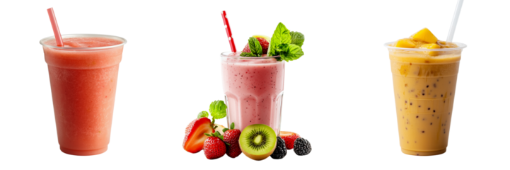 Refreshing smoothies on a transparent background summer vibes drink photography